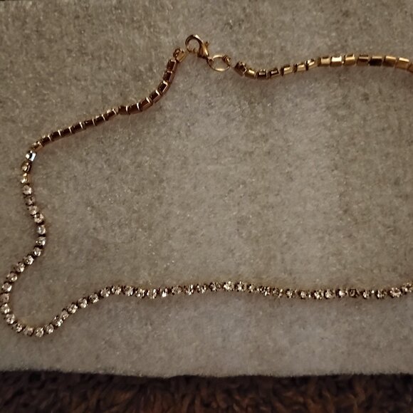 14kt Yellow Gold Authentic Diamond Tennis Necklace - Picture 1 of 4